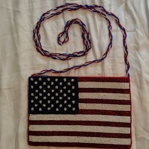 Vintage Beaded American Flag Purse